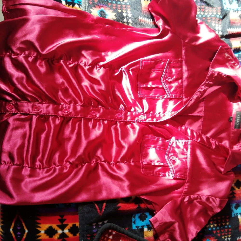 Red Silk Dress Shirt.